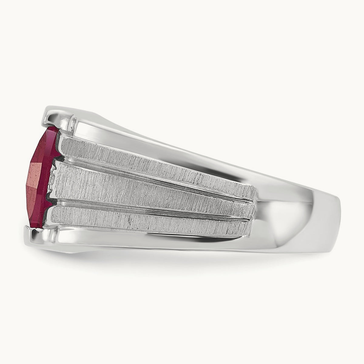 IBGoodman Satin Cr. Ruby/Diamond Complete Ring, 14K White Gold