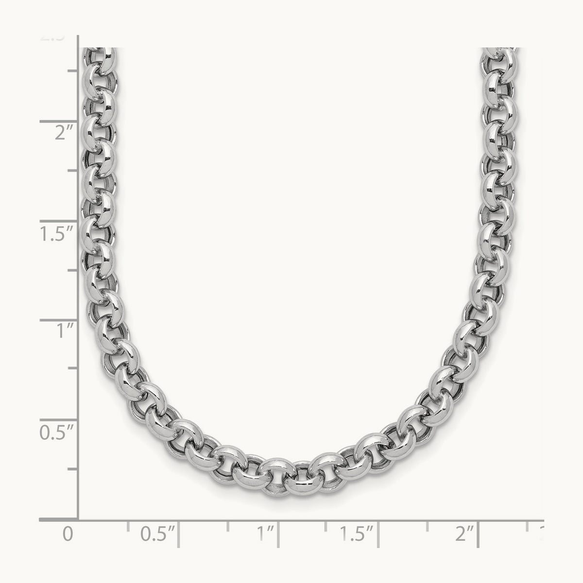 18in Polished Fancy Rolo Link Necklace, 5mm, 14K White Gold