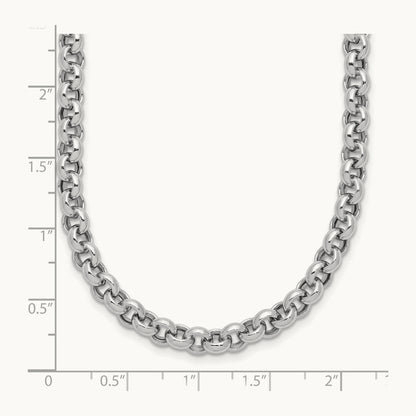 18in Polished Fancy Rolo Link Necklace, 5mm, 14K White Gold