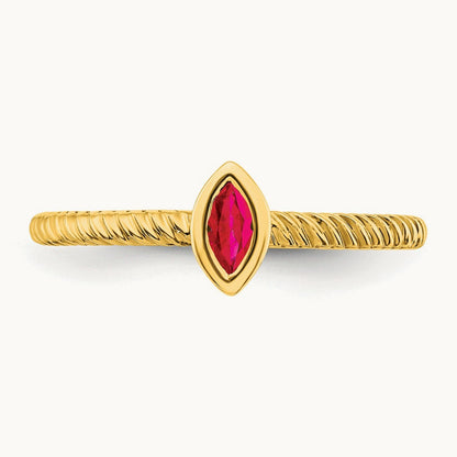 Marquise Bezel Ruby Ring, 14K