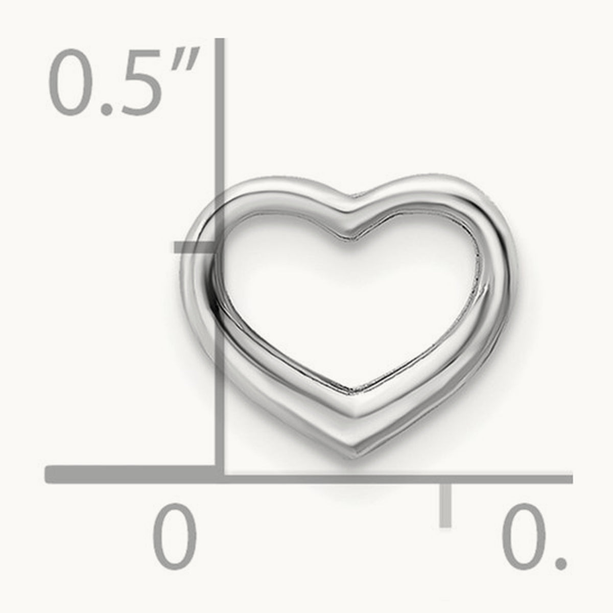 Polished Mini Floating Heart Slide — 14K White Gold