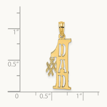 #1 DAD Cut-out Vertical Charm, 14K