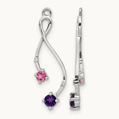 Diamond, Amethyst and Pink Tourm Earring Jackets, 14K White Gold