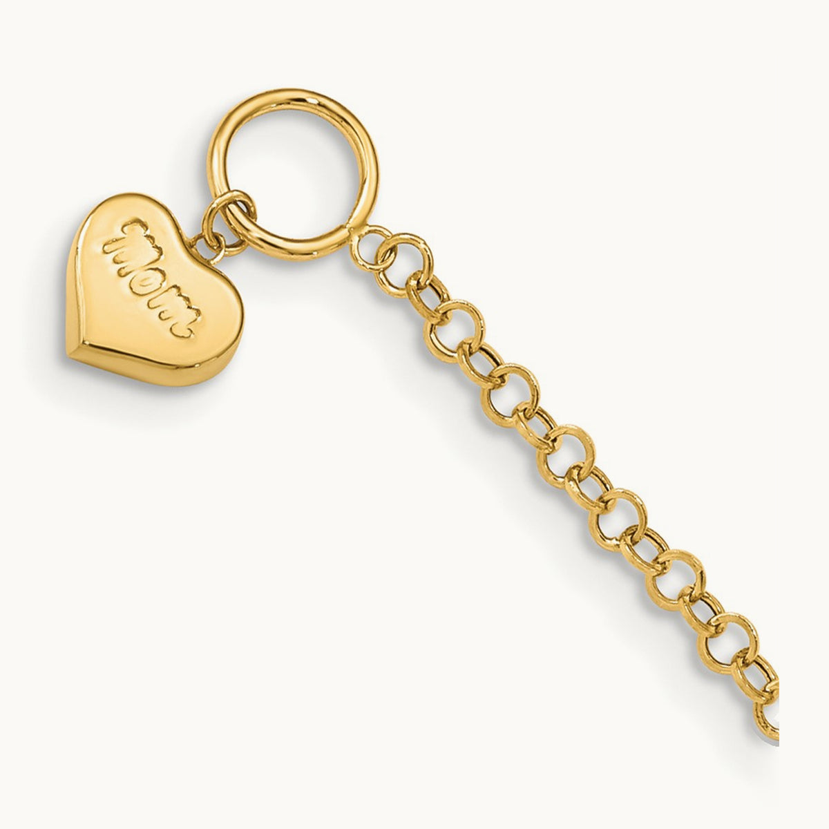 Puffed Mom Heart Toggle Bracelet, 14K