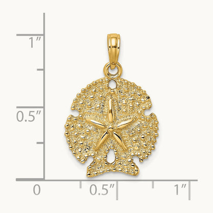 Textured Sand Dollar Charm, 14K