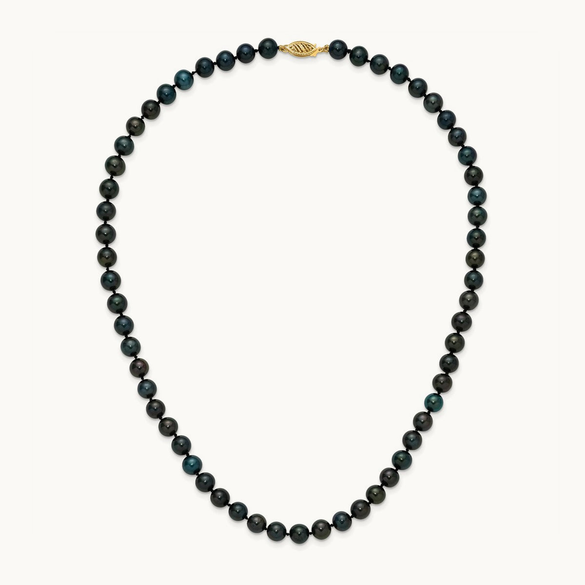 7- Black Near Round Freshwater Cultured Pearl Necklace, 14K