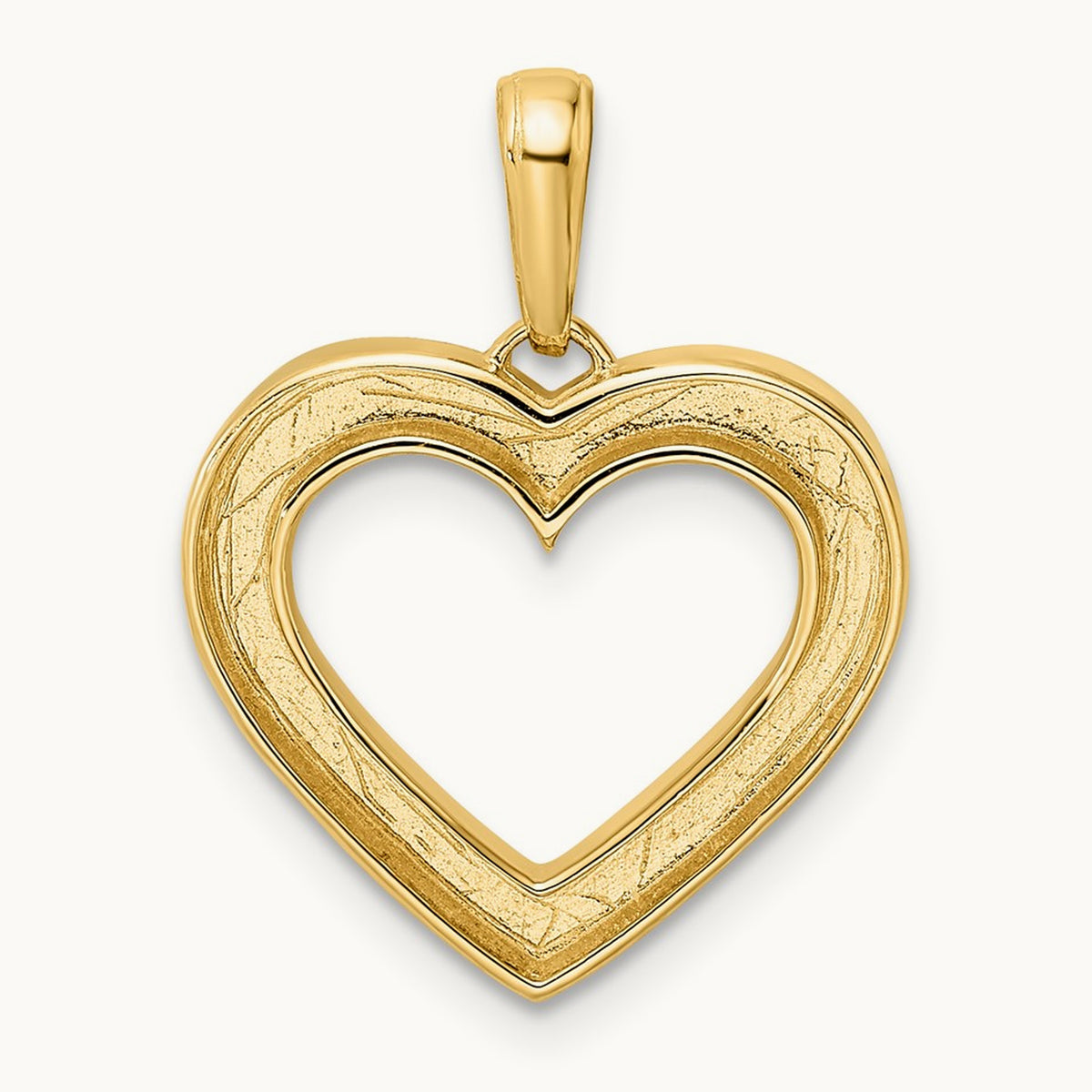 Diamond-cut Fancy Heart Pendant, 14K with White Rhodium