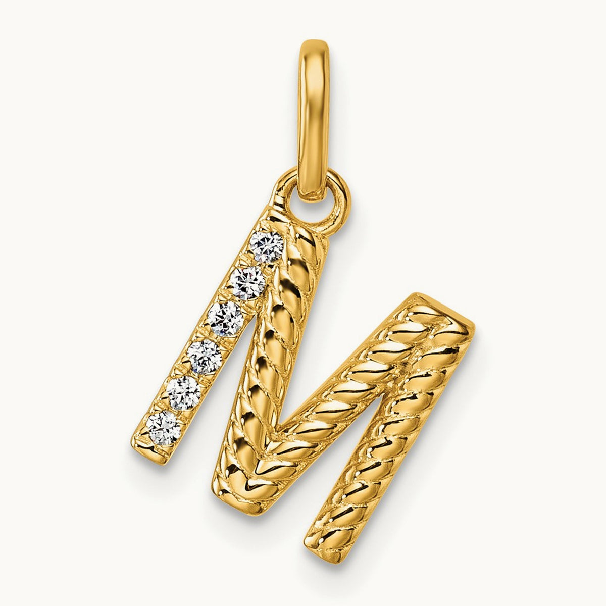 Twisted Diamond Charm — 14K Yellow Gold, M