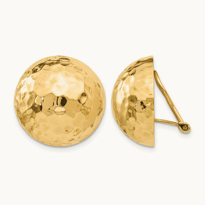 Omega Clip Hammered Non-pierced Earrings, 14K