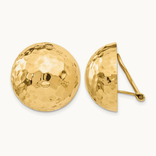 Omega Clip Hammered Non-pierced Earrings, 14K