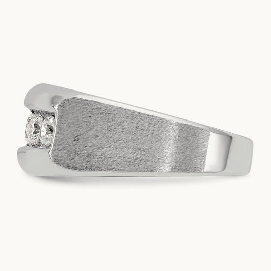 IBGoodman Men's Polished & Satin 5-Stone Diamond Ring, 14K White Gold