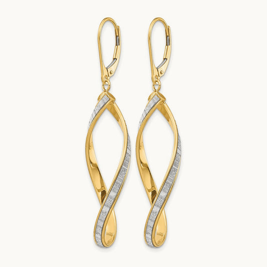 Glimmer Infused Twisted Leverback Earrings, 14K — Leslie's