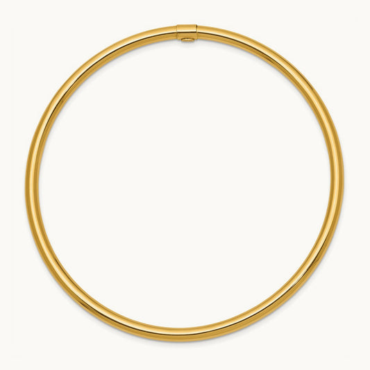 Polished Round Tube Slip-on Bangle — 14K Yellow Gold