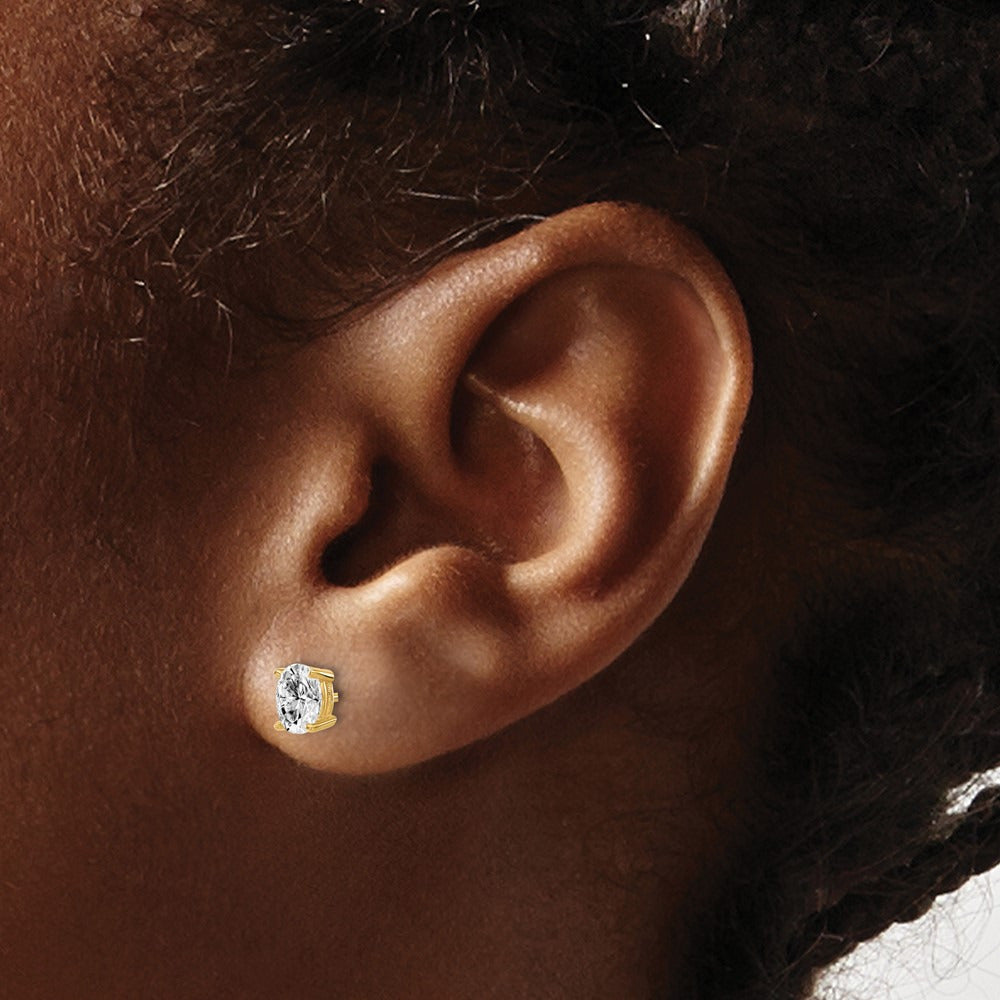 Oval Four-Prong Stud Earrings, 0.50-6.00 ct tw Lab-Grown Diamond — 5/8 ct, VS/SI (Great), 14K Yellow Gold