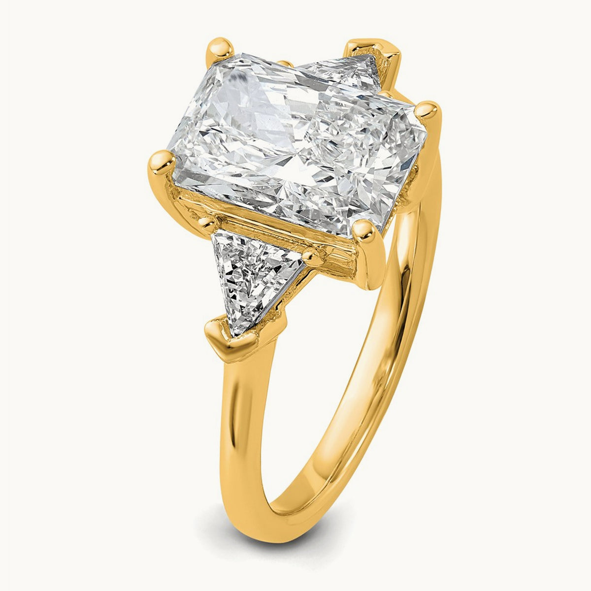 Radiant & Triangle Engagement Ring, 1.25-3.50 ct tw Lab-Grown Diamond — 3 1/8 ct, 14K Yellow Gold