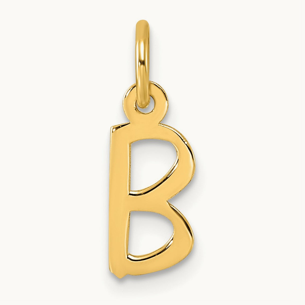 Small Slanted Block Initial Charm — 14K Yellow Gold, B