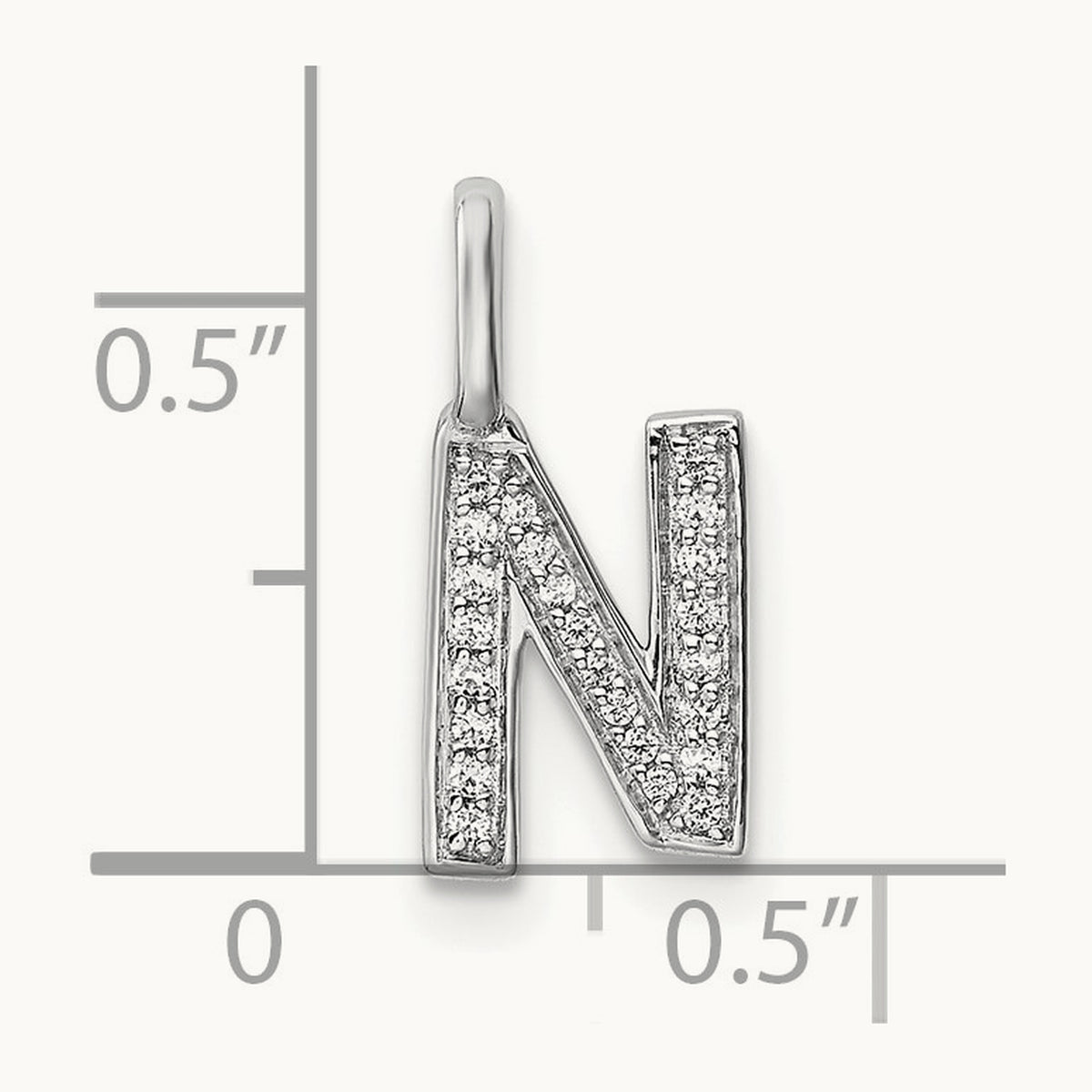 Diamond Letter N Initial Pendant, 14K White Gold