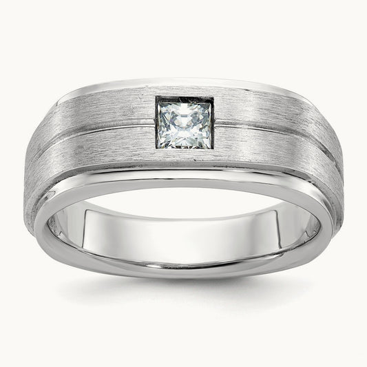 IBGoodman Men's Polished/Satin Diamond Complete Ring, 14K White Gold
