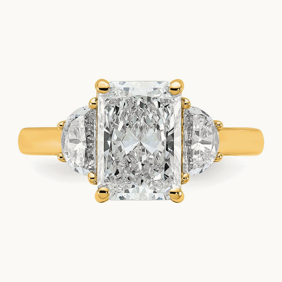 Radiant & 1/2 Moon Engagement Ring, 1.25-4.00 ct tw Lab-Grown Diamond — 3 1/8 ct, 14K Yellow Gold
