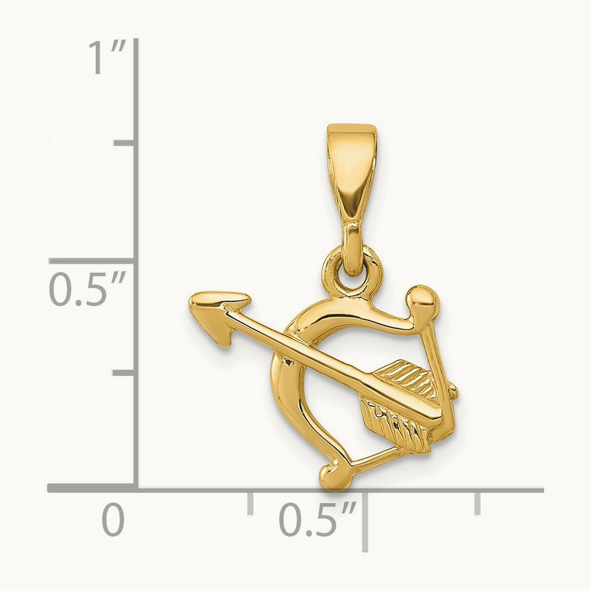 Polished Bow and Arrow Pendant, 14K Gold