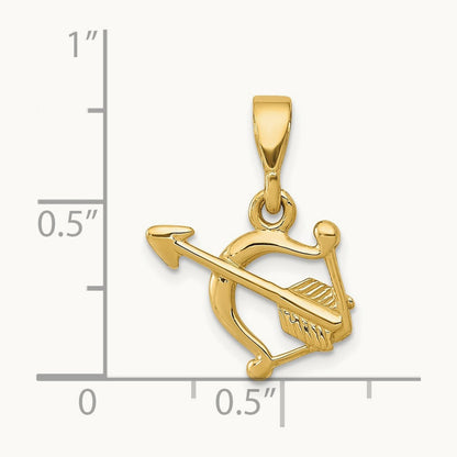 Polished Bow and Arrow Pendant, 14K Gold