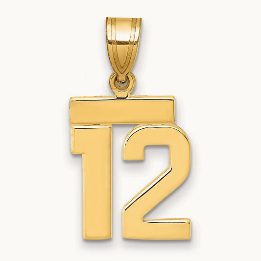 Small Polished Number 12 Charm, 14K