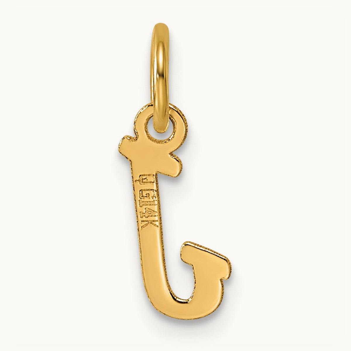 Small Script Letter J Initial Charm, 14K