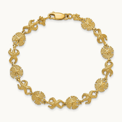 Starfish /Sand Dollar Bracelet, 14K