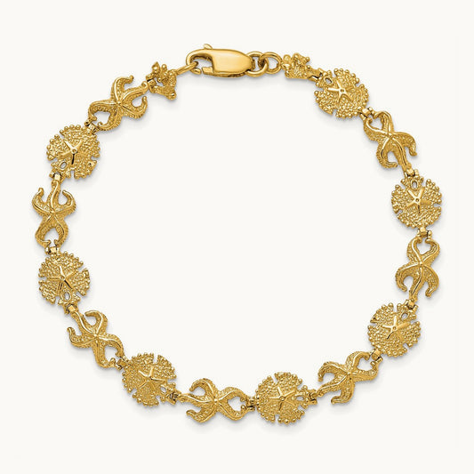 Starfish /Sand Dollar Bracelet, 14K
