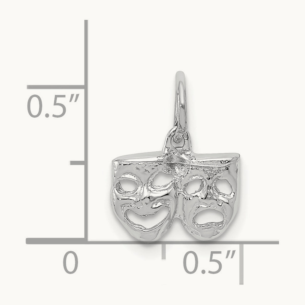Solid Comedy/Tragedy Charm, 14K White Gold