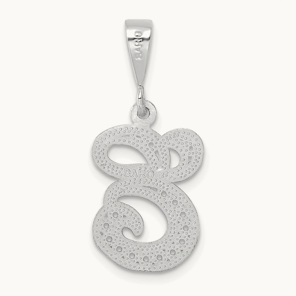 Solid Polished Script Filigree Initial Pendant — E