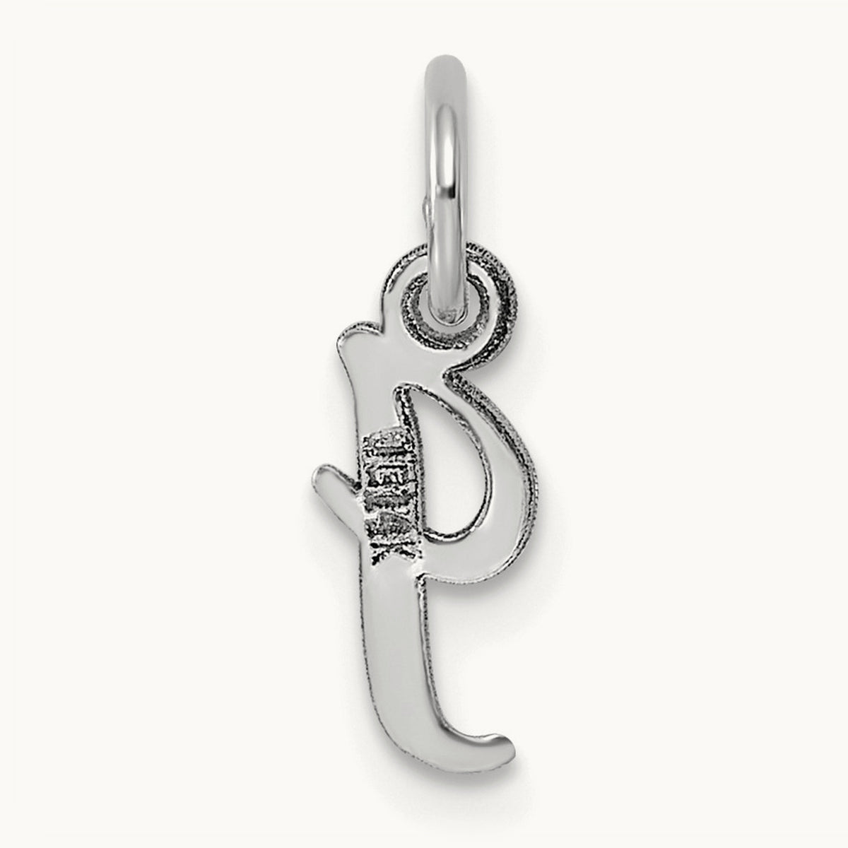 Small Script Letter I Initial Charm, 14K White Gold