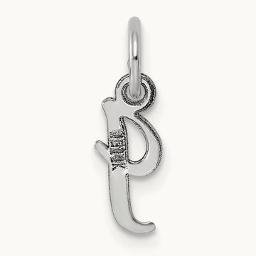 Small Script Letter I Initial Charm, 14K White Gold