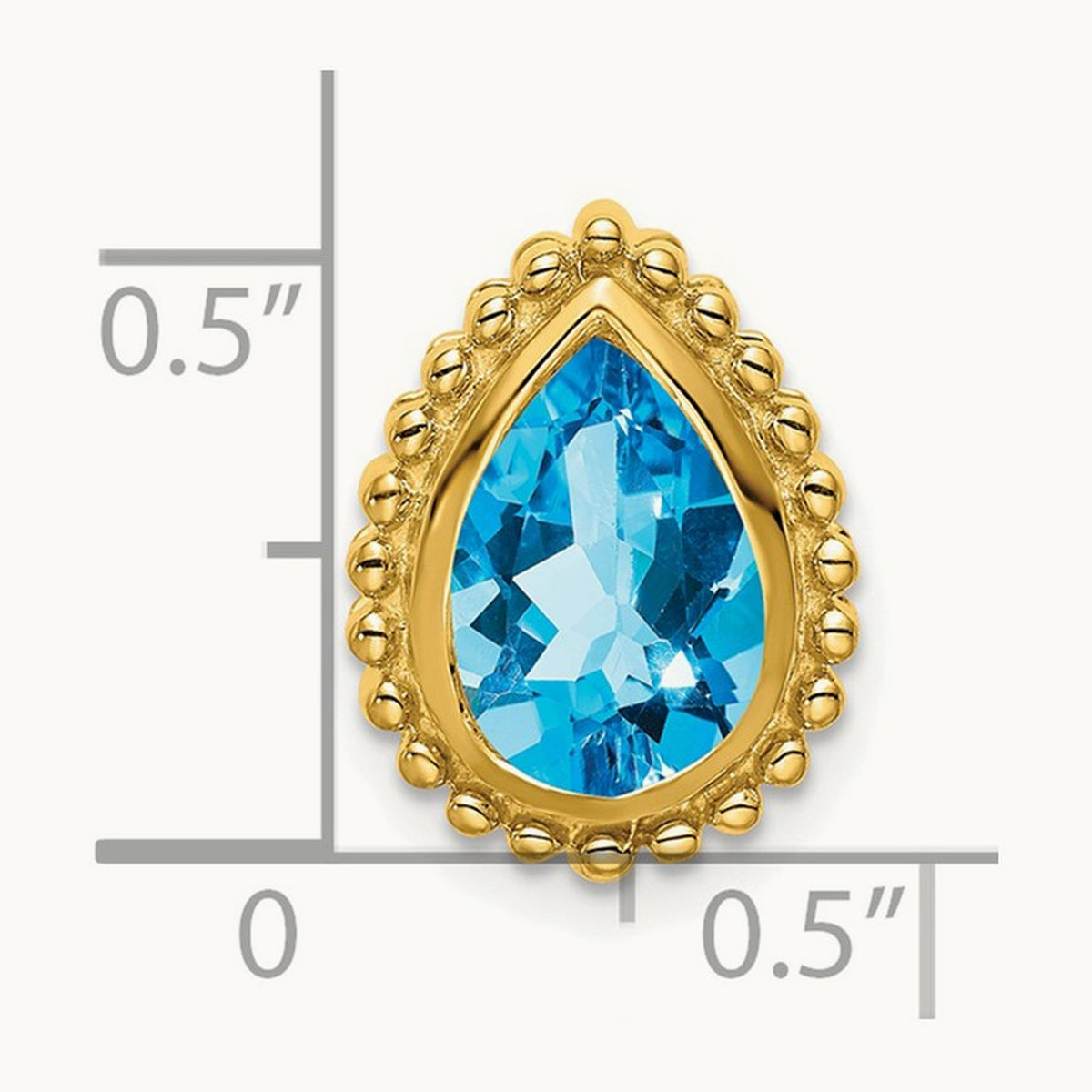 Pear Blue Topaz Chain Slide — 14K Yellow Gold