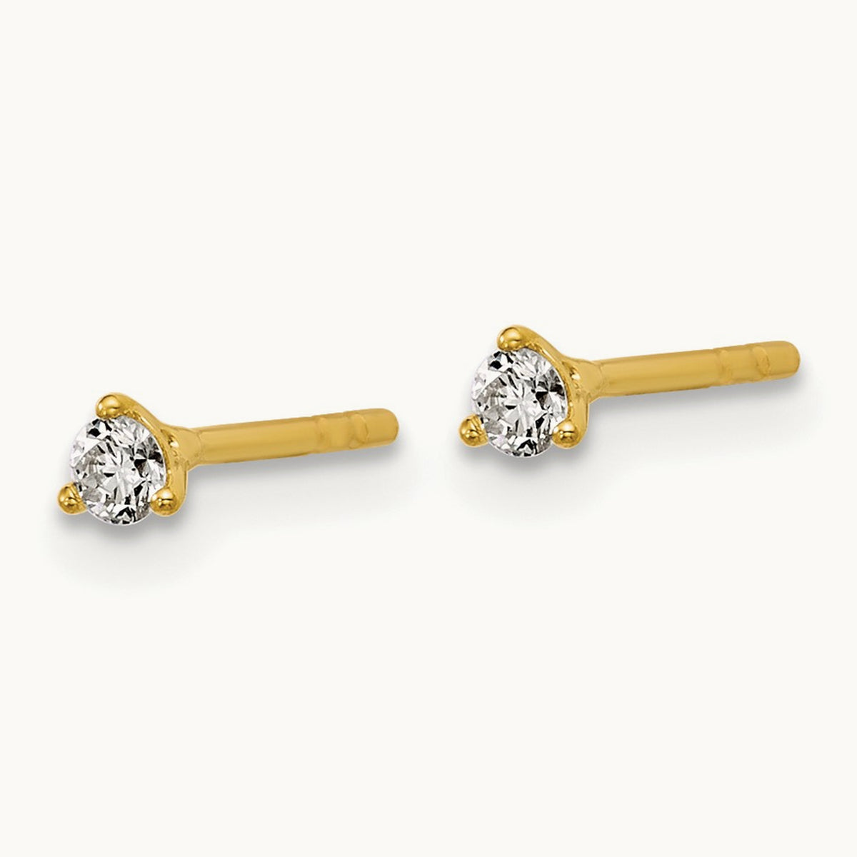 Round Stud Earrings, 0.10-6.00 ct tw Lab-Grown Diamond — 1/10 ct, 14K Yellow Gold