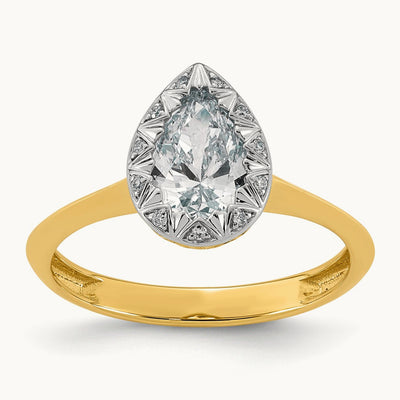 Pear Center Halo Ring, 1.00 ct tw Lab-Grown Diamond