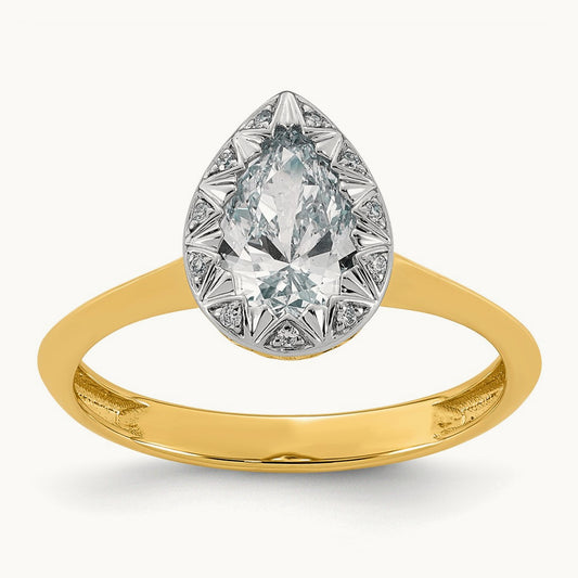 Pear Center Halo Ring, 1.00 ct tw Lab-Grown Diamond