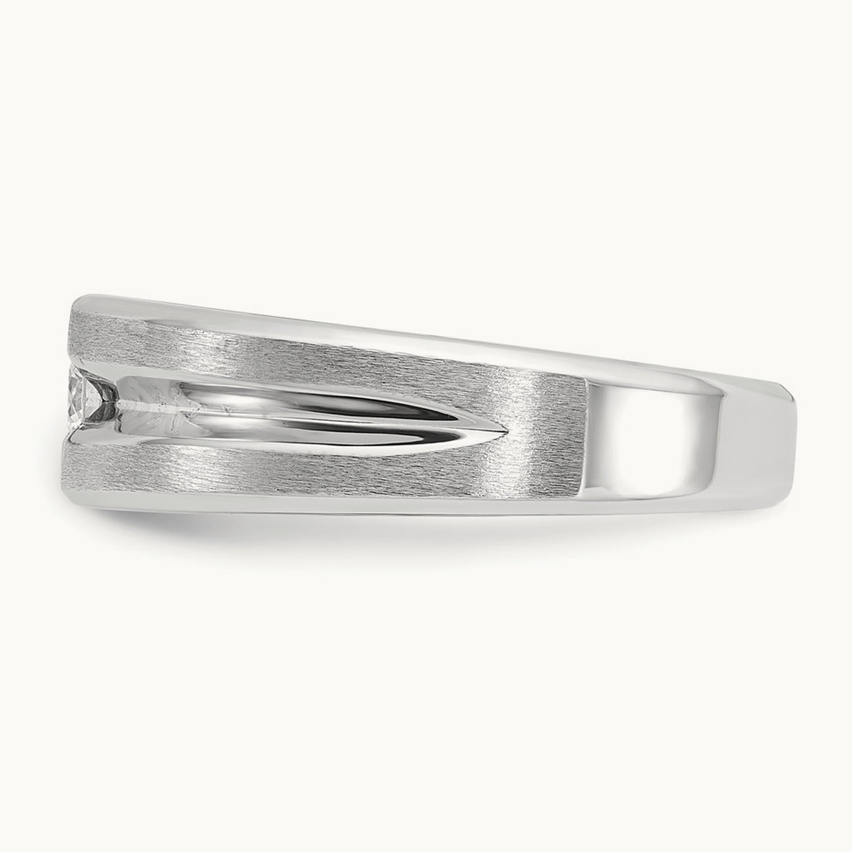 IBGoodman Men's Polished/Satin Diamond Complete Ring, 14K White Gold