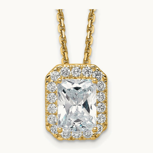 Halo Pendant Necklace, 2.50 ct tw Lab-Grown Diamond — 14K Yellow Gold, One Size, 18 in