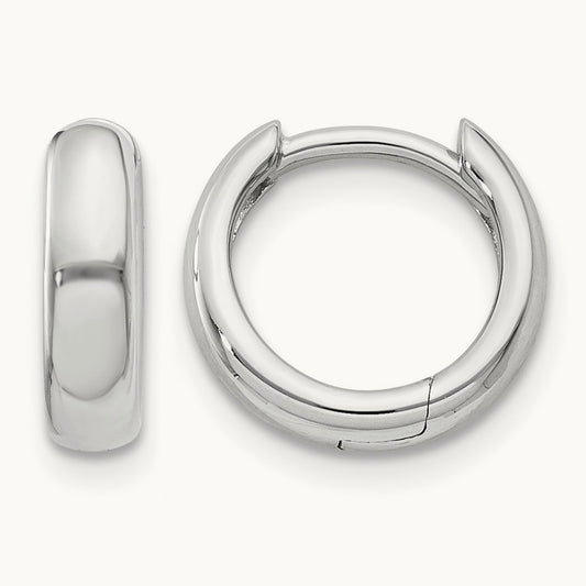 Round Hinged Hoop Earrings, 14K White Gold