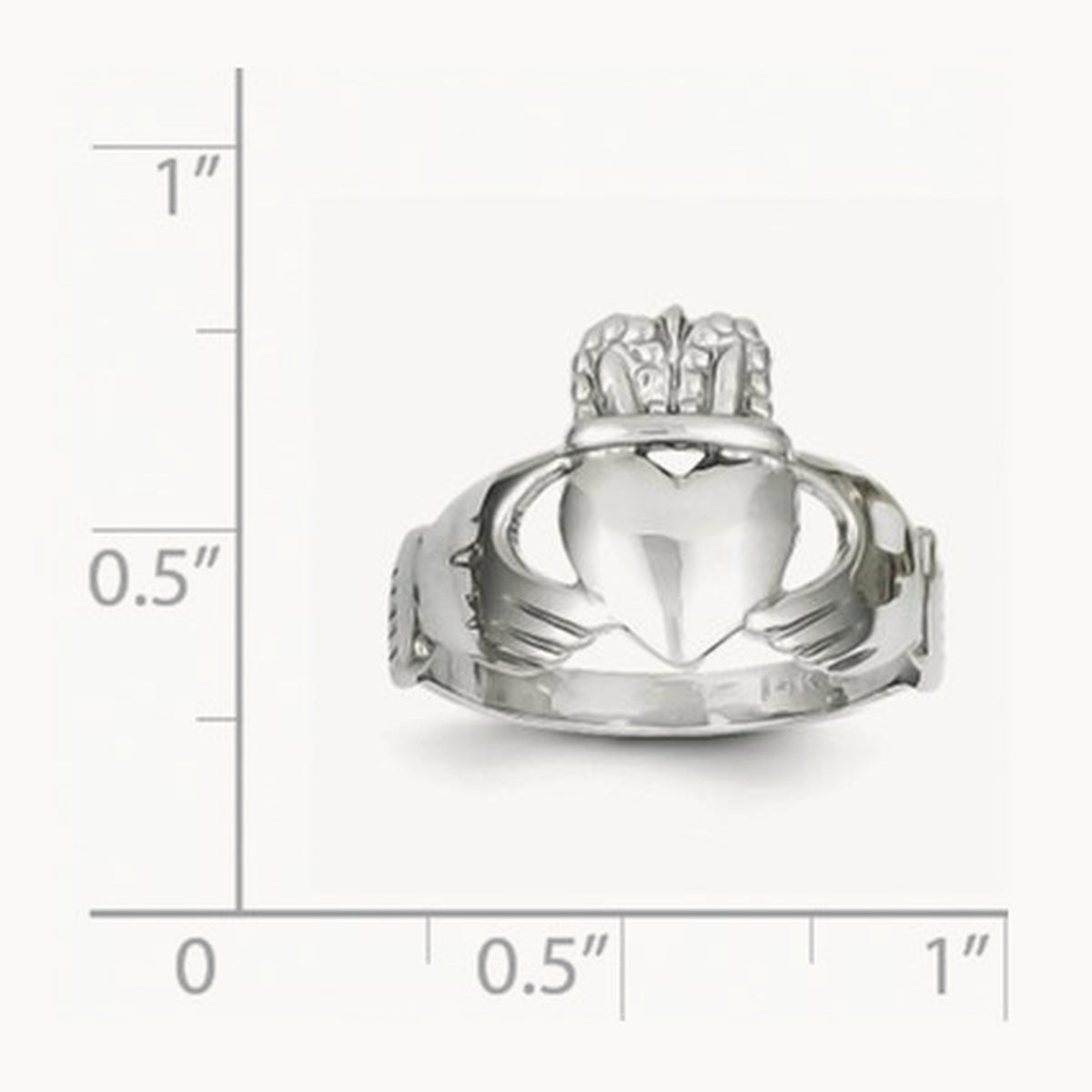 Ladies Claddagh Ring, 14K White Gold