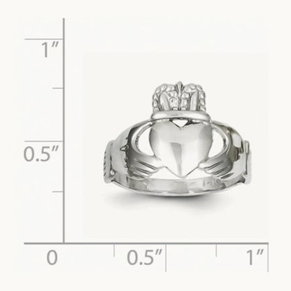 Ladies Claddagh Ring, 14K White Gold