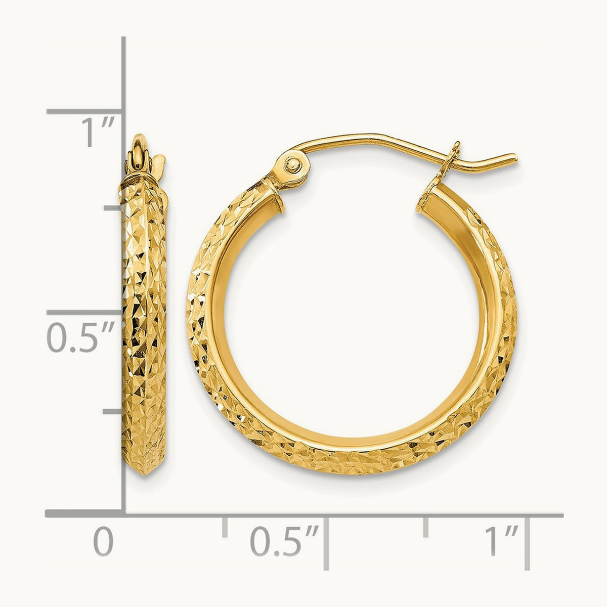 Knife Edge Diamond-cut Hollow Hoop Earrings — 2.5x20mm