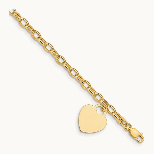 Heart Charm Bracelet, 14K