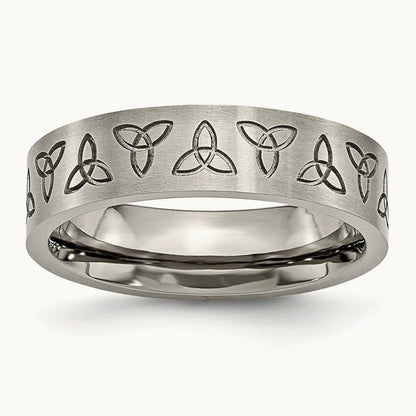 Brushed Trinity Symbol Flat Band — photo set