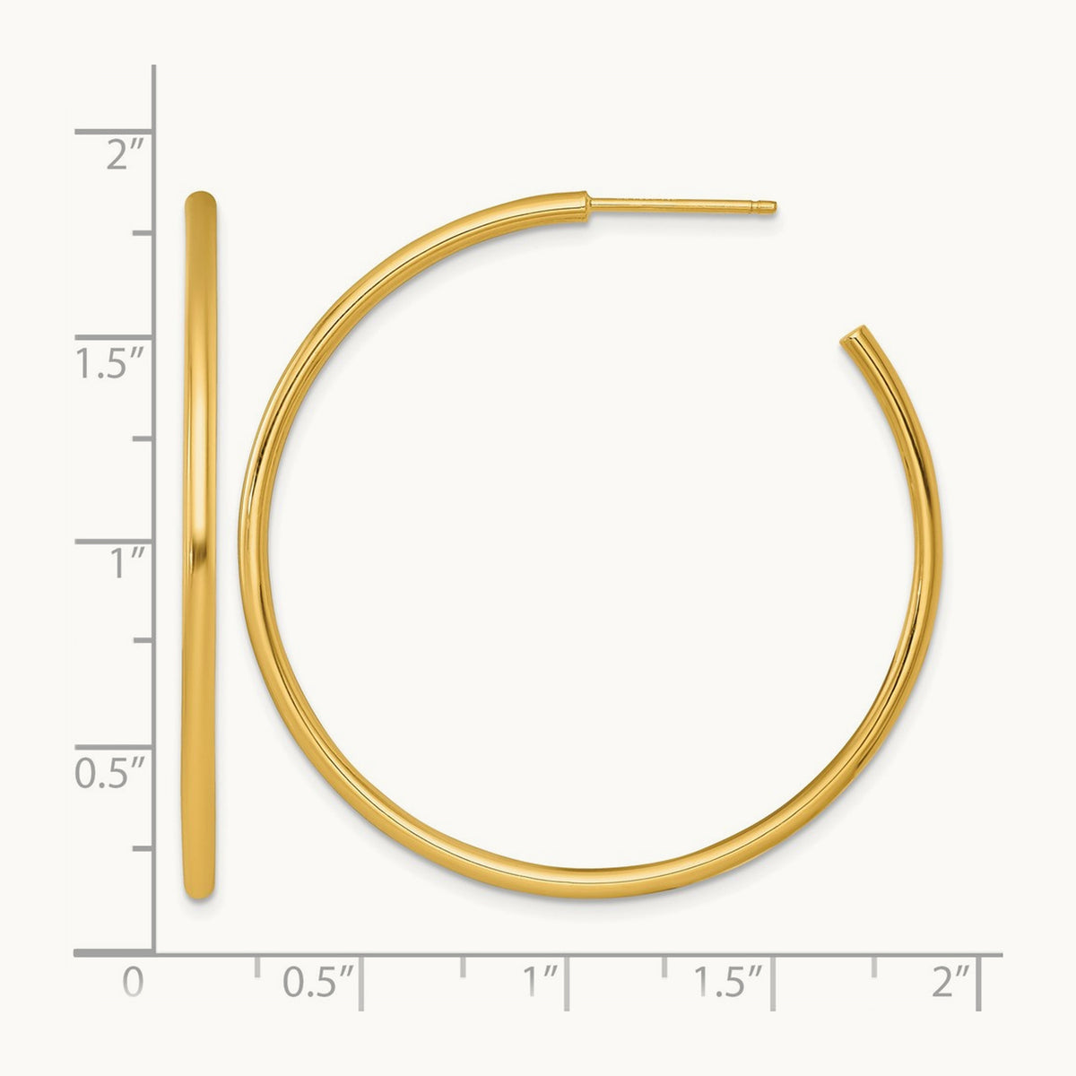 2.0 x Polished Post Hoop Earrings — 14K Yellow Gold