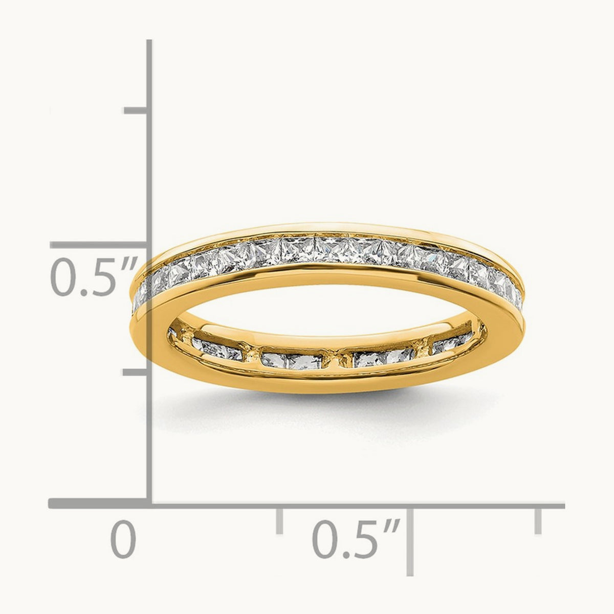 Polished 1ct Princess Channel Set Diamond Eternity Band, 14K