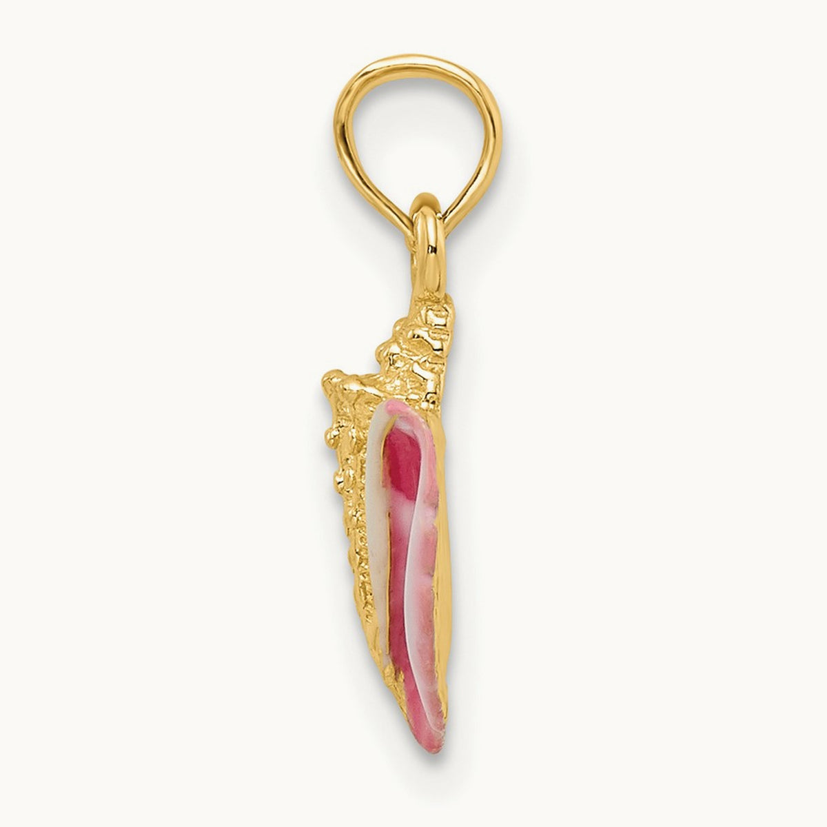Textured and Enamel Conch Shell Pendant — 17mm