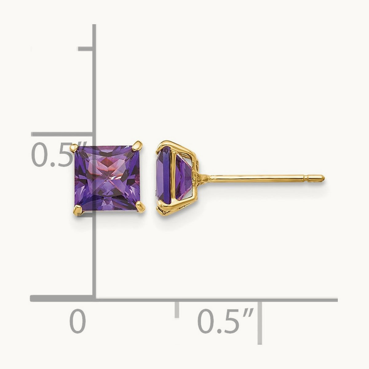 Amethyst Square Post Earrings — 5mm