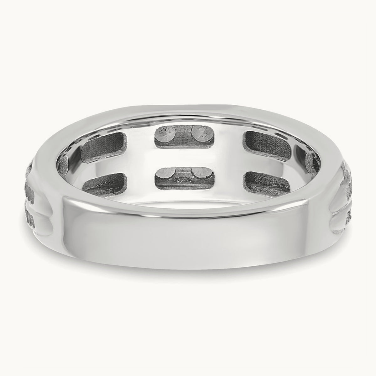 Setting: IB Goodman Men's Polished 4-Stone Diamond Ring Mounting, 14K Gold — 14K White Gold